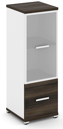 Шкаф одна узкая секция, 3 ниши (фасад ЛДСП, 1 ниша + фасад стекло белое матовое в раме, 2 ниши) CN.STU-312 RM B/W