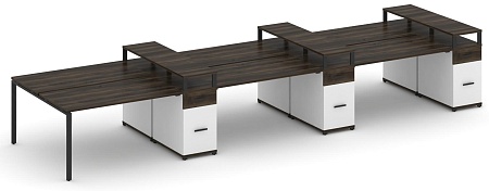 Рабочая станция на 6 мест с шестью опорными тумбами CN.DRS-479 B/W