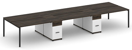 Рабочая станция на 6 мест с четыремя опорными тумбами CN.DRS-455 B/W