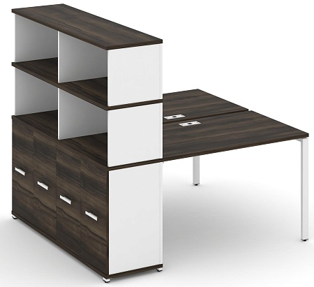 Рабочая станция с опорным распашным шкафом с надставкой высокой CN.DRS-230 B/W