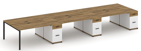 Рабочая станция на 6 мест с четыремя опорными тумбами CN.DRS-463 B/W