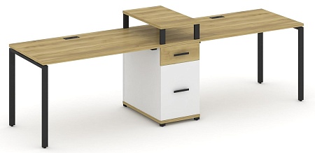 Рабочая станция на 2 места с одной опорной тумбой CN.ORS-422 B/W