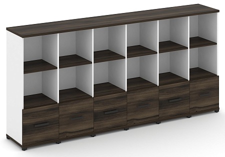 Шкаф шесть узких секций, 3 ниши (6 фасадов ЛДСП, 1 ниша) CN.STU-361 B/W