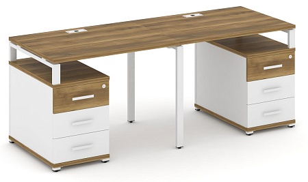 Рабочая станция на 2 места с двумя опорными тумбами CN.ORS-317 B/W
