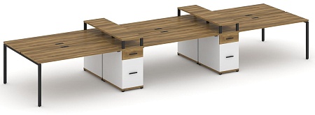 Рабочая станция на 6 мест с четыремя опорными тумбами CN.DRS-472 B/W