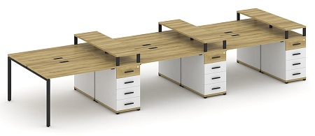 Рабочая станция на 6 мест с шестью опорными тумбами CN.DRS-474 B/W