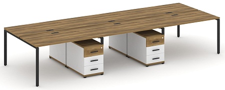 Рабочая станция на 6 мест с двумя двухсторонними опорными тумбами CN.DRS-343 B/W