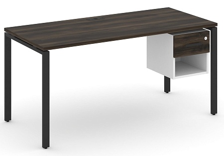 Стол рабочий с подвеснй тумбой одной открытой нишей и одним ящиком CN.SP-120 B/W