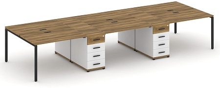 Рабочая станция на 6 мест с четыремя опорными тумбами CN.DRS-450 B/W