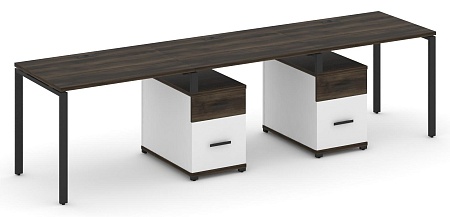 Рабочая станция на 3 места с двумя опорными тумбами CN.ORS-337 B/W