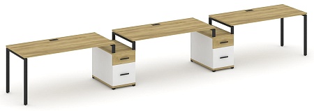 Рабочая станция на 3 места с двумя опорными тумбами CN.ORS-332 B/W