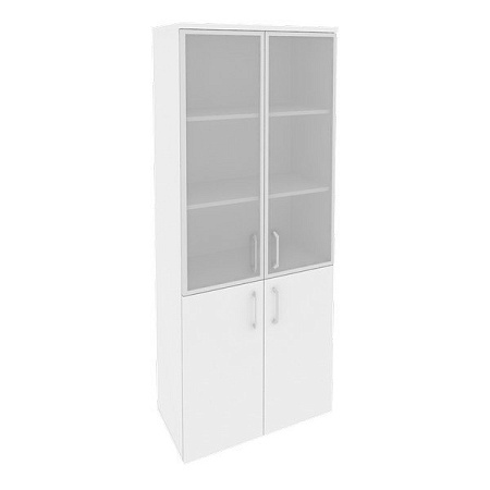 Шкаф высокий широкий (2 низких фасада ЛДСП + 2 средних фасада стекло в раме) O.ST-1.2R