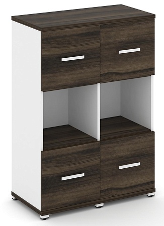 Шкаф две узкие секции, 3 ниши (2 фасада ЛДСП, 1 ниша + 2 фасада ЛДСП, 1 ниша) CN.STU-325 B/W