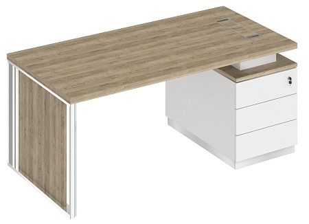 Стол руководителя на опорной тумбе с декоративной вставкой правый БР 109R