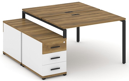 Рабочая станция на 2 места с двухсторонней опорной тумбой CN.DRS-302 B/W