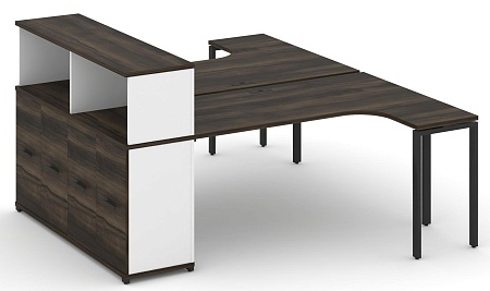 Рабочая станция с опорным распашным шкафом с надставкой низкой CN.DSA-214 B/W
