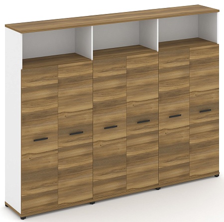 Шкаф три широкие секции, 5 ниш (6 фасадов ЛДСП, 4 ниши ) CN.STS-536 B/W