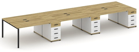 Рабочая станция на 6 мест с четыремя опорными тумбами CN.DRS-459 B/W