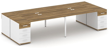 Рабочая станция на 4 места с двумя опорными тумбами CN.DRS-427 B/W