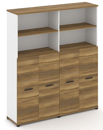 Шкаф две широкие секции, 5 ниш (4 фасада ЛДСП, 3 ниши) CN.STS-524 B/W