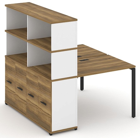 Рабочая станция с опорным распашным шкафом с надставкой высокой CN.DRS-229 B/W