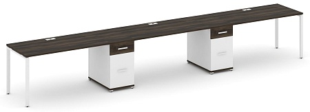Рабочая станция на 3 места с двумя опорными тумбами CN.ORS-439 B/W