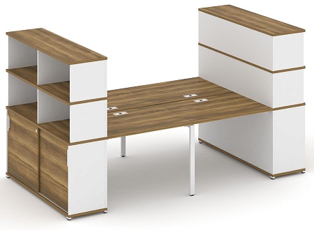 Рабочая станция с опорными шкафами купе с надставкой высокой CN.DRS-285 B/W