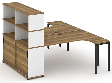 Рабочая станция с опорным стеллажом с надставкой высокой CN.DSA-222 B/W