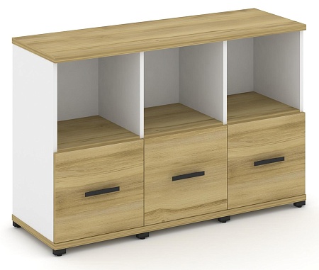 Шкаф три узкие секции, 2 ниши (3 фасада ЛДСП, 1 ниша) CN.STU-231 B/W