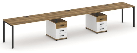 Рабочая станция на 3 места с двумя опорными тумбами CN.ORS-336 B/W