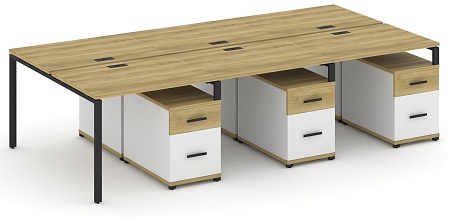 Рабочая станция на 6 мест с тремя двухсторонними опорными тумбами CN.DRS-353 B/W