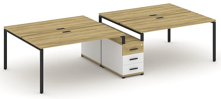 Рабочая станция на 4 места с двухсторонней опорной тумбой CN.DRS-312 B/W