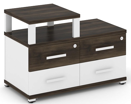 Тумба приставная широкая 4 ящика. С надставкой узкой. CN.TSP-002 B/W