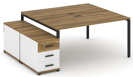 Рабочая станция на 2 места с двухсторонней опорной тумбой CN.DRS-304 B/W