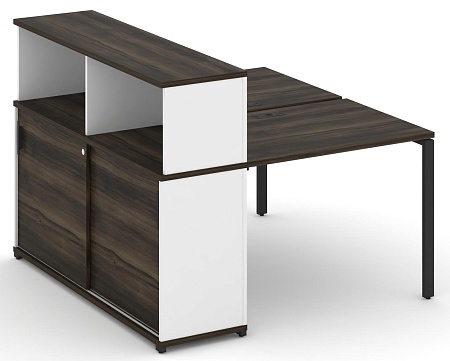 Рабочая станция с опорным шкафом купе с надставкой низкой CN.DRS-237 B/W