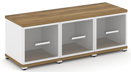 Шкаф три узкие секции, 1 ниша (3 фасада стекло прозрачное в раме, 1 ниша) CN.STU-133 RP B/W