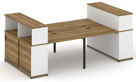 Рабочая станция с опорными шкафами купе с надставкой низкой CN.DRS-281 B/W