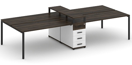 Рабочая станция на 6 мест с четыремя опорными тумбами CN.DRS-436 B/W