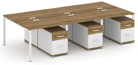Рабочая станция на 6 мест с тремя двухсторонними опорными тумбами CN.DRS-353 B/W