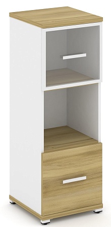 Шкаф одна узкая секция, 3 ниши (фасад ЛДСП, 1 ниша + фасад стекло прозрачное в раме, 1 ниша) CN.STU-315 RP B/W