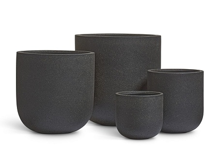 Кашпо TREEZ Ergo Hard Rock Цилиндрическая Чаша Чёрный песок д-65, в-68 см