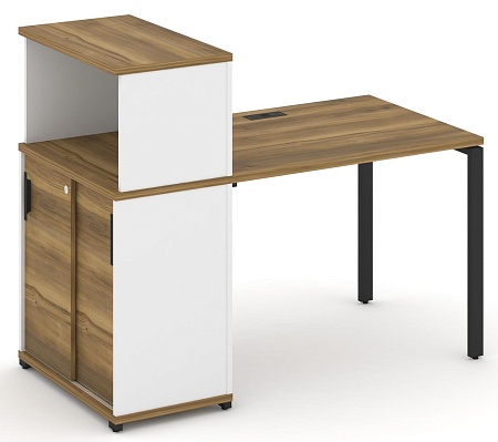 Стол рабочий с опорным шкафом купе с надставкой низкой CN.SP-237 B/W