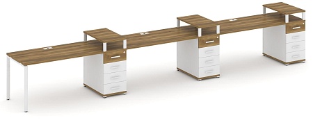 Рабочая станция на 3 места с тремя опорными тумбами CN.ORS-459 B/W