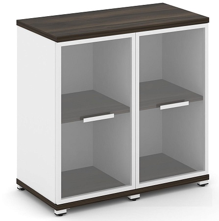 Шкаф две узкие секции, 2 ниши (2 фасада стекло прозрачное в раме, 2 ниши) CN.STU-223 RP B/W