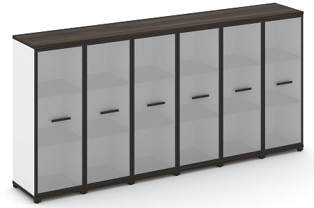 Шкаф шесть узких секций, 3 ниши (6 фасадов стекло белое матовое в раме, 3 ниши) CN.STU-366 RM B/W
