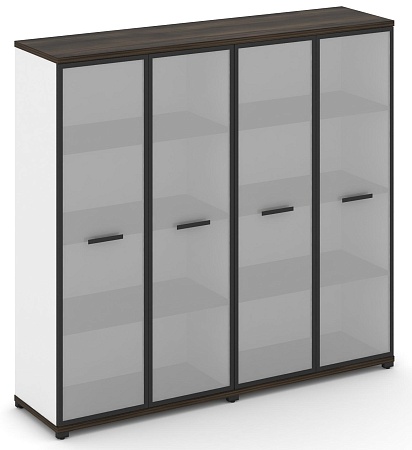 Шкаф две широкие секции, 4 ниши (4 фасада стекло белое матовое в раме, 4 ниши) CN.STS-426 RM B/W