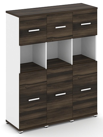 Шкаф три узкие секции, 4 ниши (3 фасада ЛДСП, 2 ниши + 3 фасада ЛДСП, 1 ниша) CN.STU-435  B/W