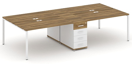 Рабочая станция на 4 места с двумя опорными тумбами CN.DRS-419 B/W