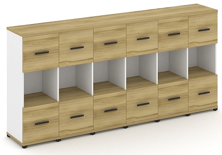 Шкаф шесть узких секций, 3 ниши (6 фасадов ЛДСП, 1 ниша + 6 фасадов ЛДСП, 1 ниша) CN.STU-365 B/W