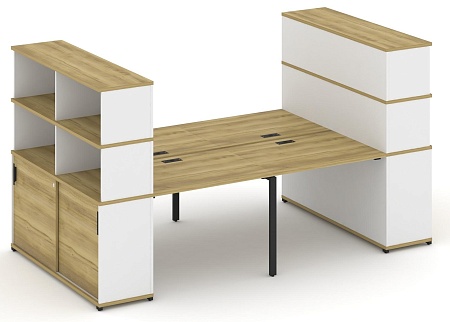 Рабочая станция с опорными шкафами купе с надставкой высокой CN.DRS-285 B/W